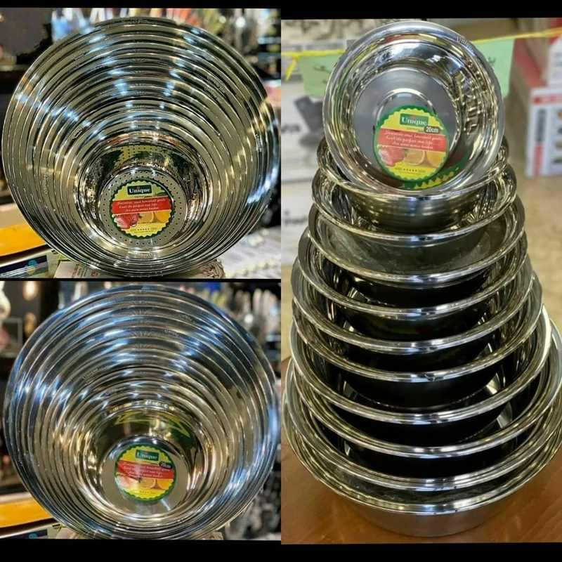 آبکش و لگن تمام استیل ضد زنگ و آهنربا نگیر برند یونیک اصل ستاره دار سری11تایی